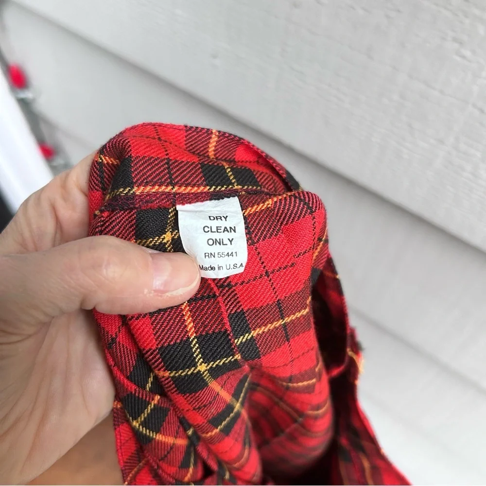 Vintage Red Tartan Plaid Pleated Skirt Made in USA Preppy 80s 90s Size XS